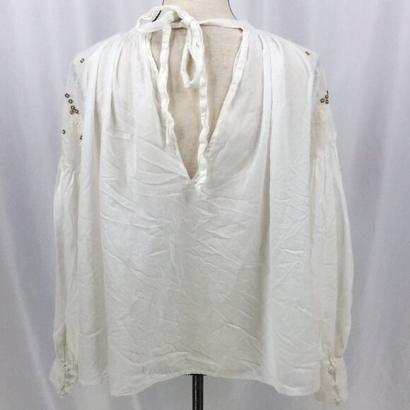 Free People Have It My Way Blouse Womens Size Small Beaded Embroidered Flowy - Picture 4 of 13